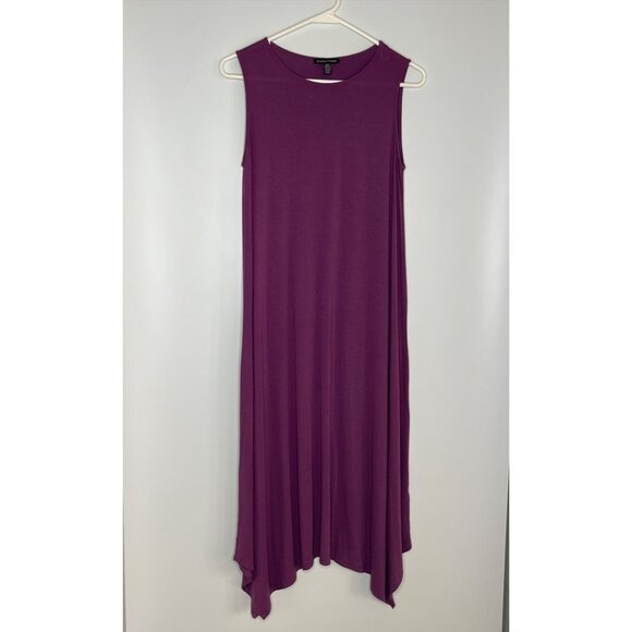 Eileen Fisher Sleeveless Jersey Knit Shark-bite Hem‎ Midi Dress Lavender Size XS - Picture 1 of 9